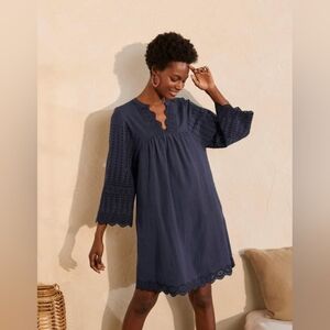 LIKE NEW Erin cotton broderie dress from Boden. Navy blue, size 12.